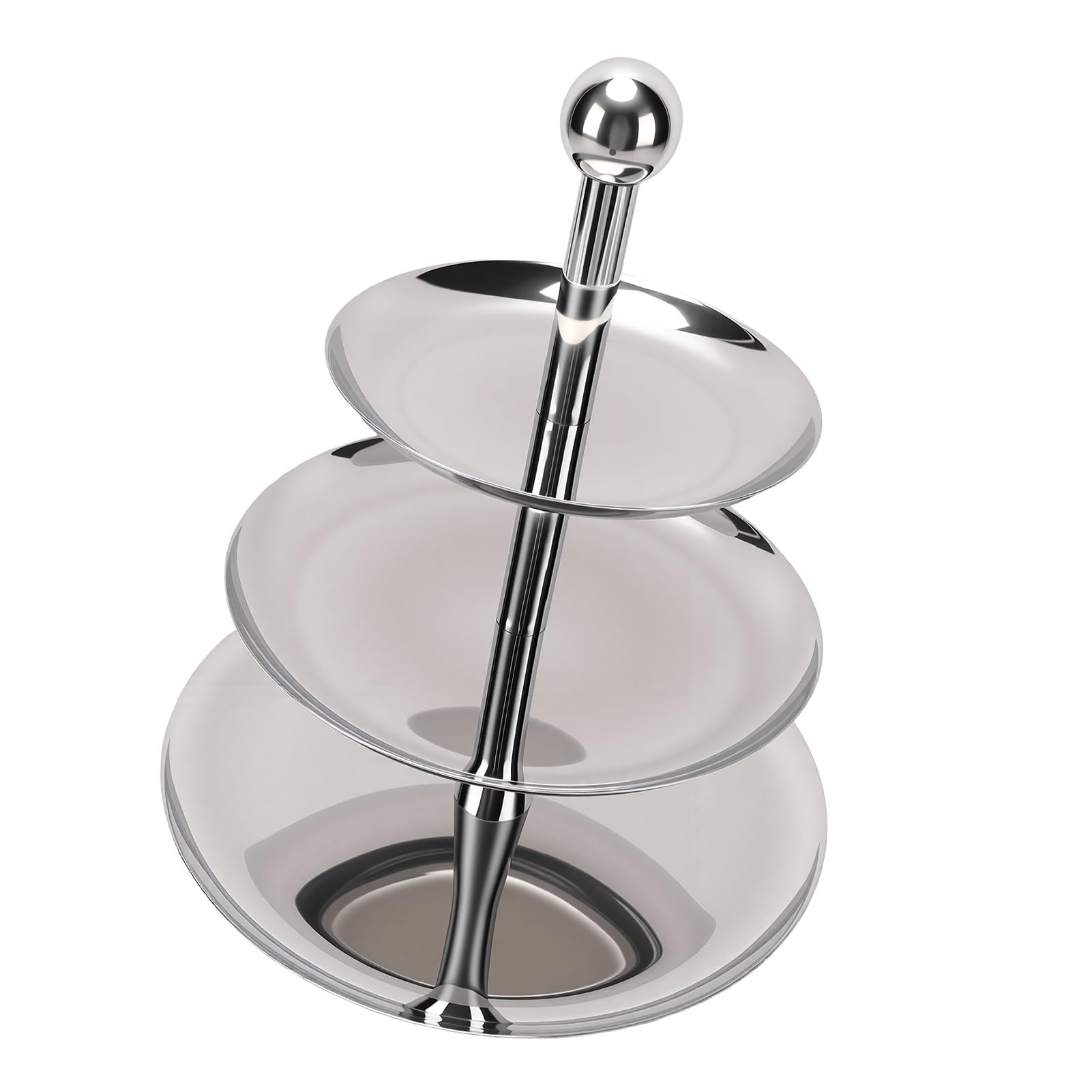 XUMIUZIY Torre de Celebración de Magdalenas de Postre |Bandeja de Servicio Escalonada de Acero Inoxidable para Fiesta, Boda, Banquete, Hotel, Buffet (3 Capas)