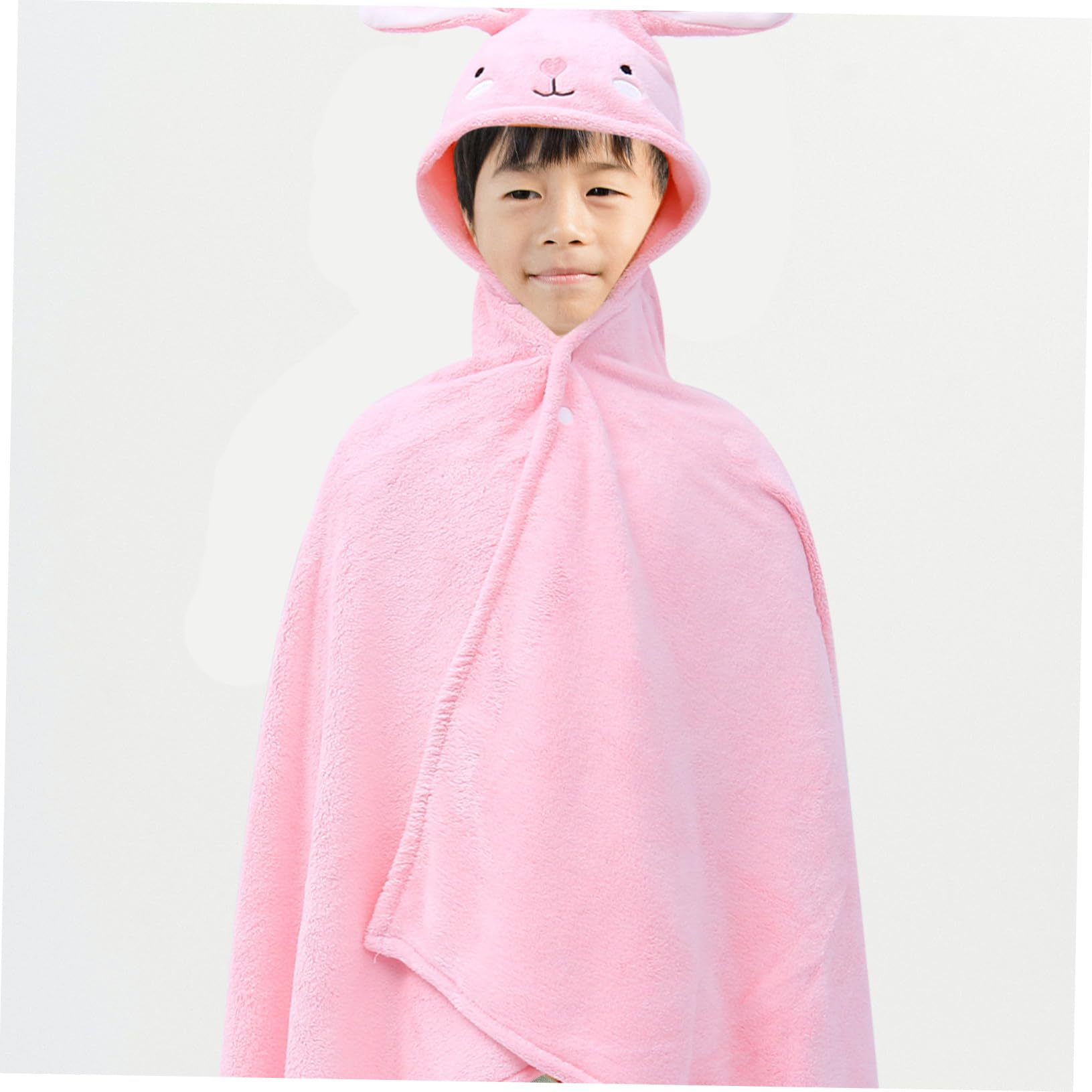 Kinder Badetuch Atmungsaktives und Hautfreundliches Kapuzenbadetuch mit Kapuze und Niedlichem Cartoon Design 70x140cm aus Polyester und Chinlon Rosa für Babys und Kinder