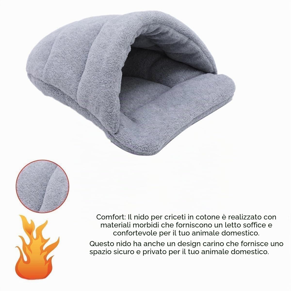 Lettopercriceto, Lettodicriceto, LettodiCricetoCasa, Lettodiporcellino d'India, LettoPerPorcellino d'India, CricetoLettoGrotta, adatto per conigli nani, piccole tane di peluche (Grigio)