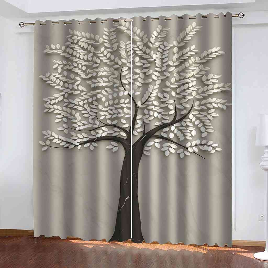 Rideau occultant arbres blancs abstraits 264x160cm pour salon