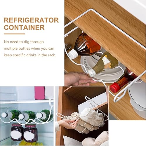 Miniatura 4 de Cabilock Soporte para botellas de vino y agua para refrigerador, soporte de hierro para almacenamiento de vino, soporte de almacenamiento de cocina,