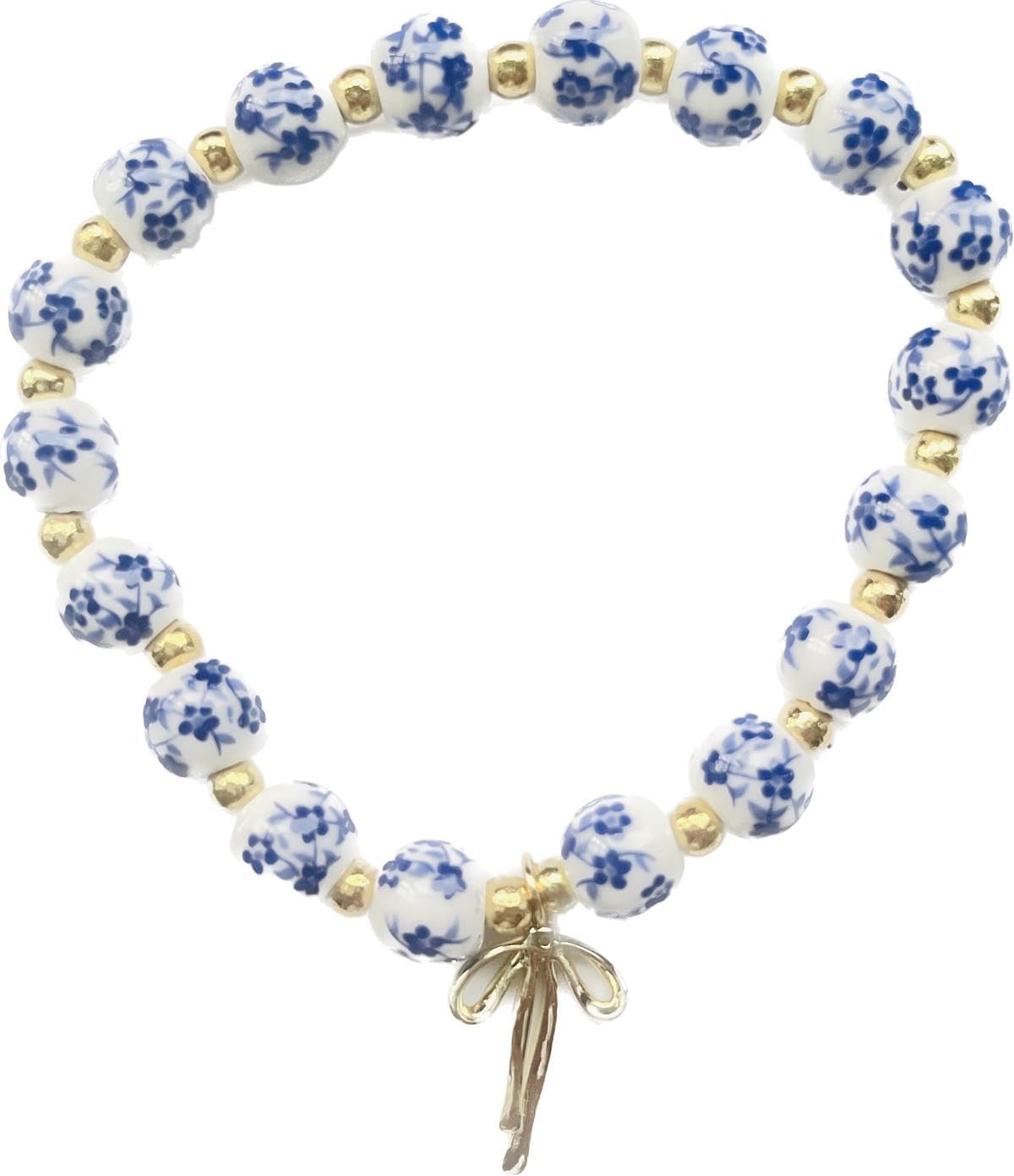 Bow Charm Ceramic Beads Bracelet Bowknot Bracelets Dainty Bow Pendant Necklace Jewelry Set