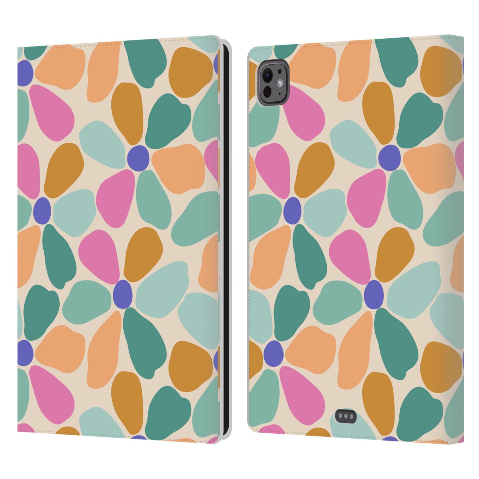 Étui portefeuille cuir iPad Pro 11 M4 M5 protection intégrale fleurs rétro - 7