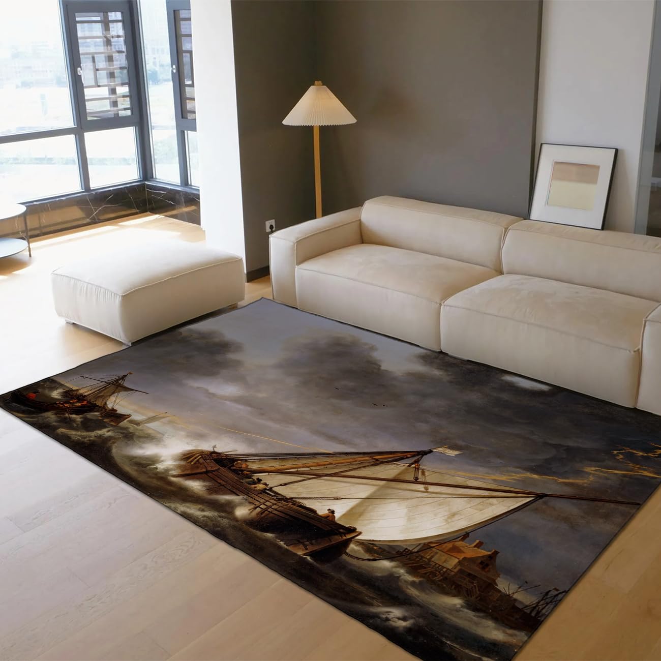 Tapis antidérapant lavable 80x120cm voilier rétro salle de classe