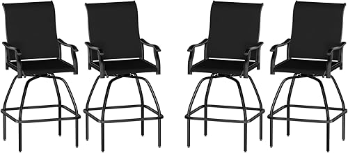 Miniatura 11 de LEVELEVE Juego de 2 taburetes de bar giratorios para patio, muebles de textileno para exteriores, estabilidad para todo tipo de clima (2, tela beige)