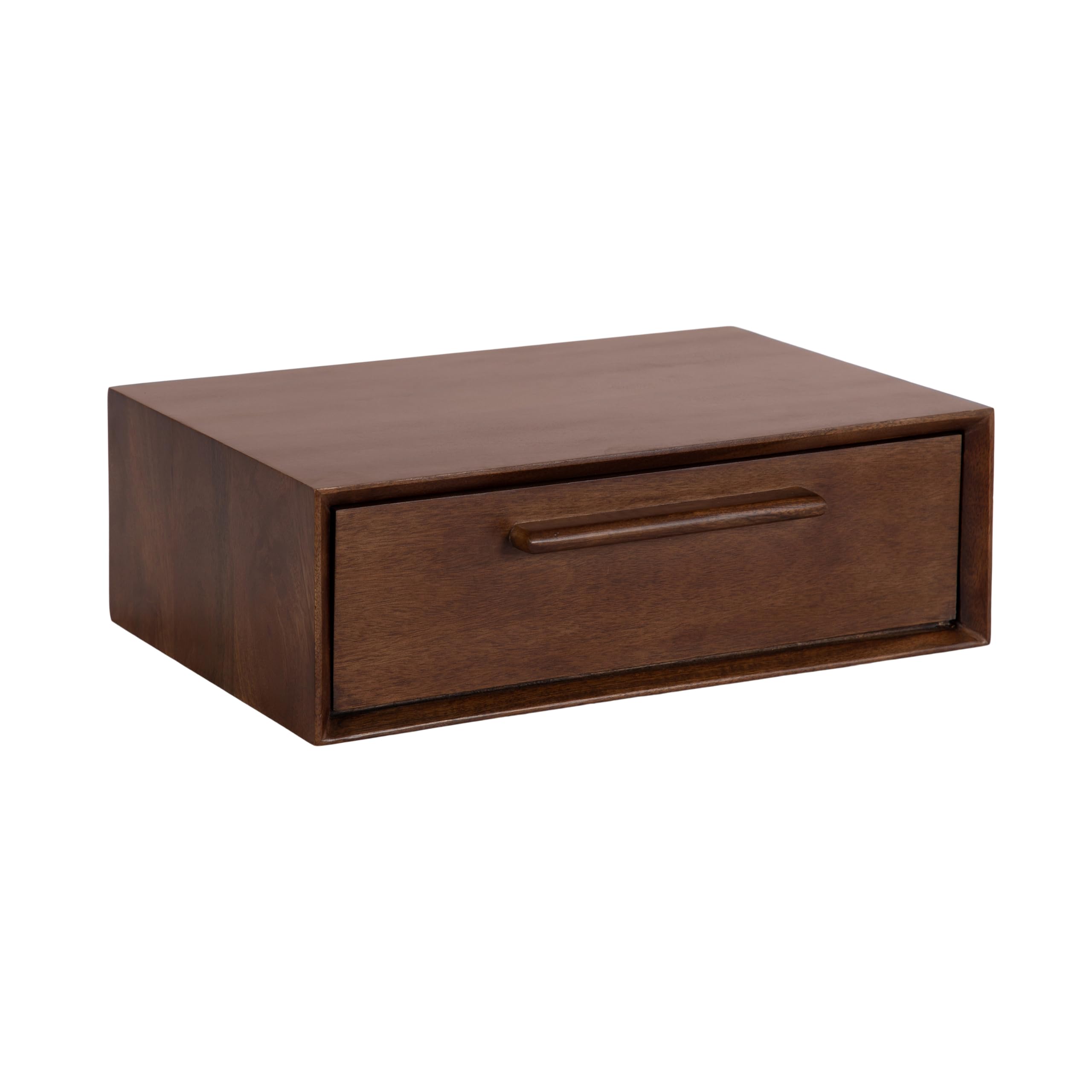 Kate and Laurel McCutcheon Floating Wood Storage Shelf, 18 x 12 x 6, Walnut Brown, Decorative Transitional Floating Bedroom Nightstand with a Concealed Cubby Compartment