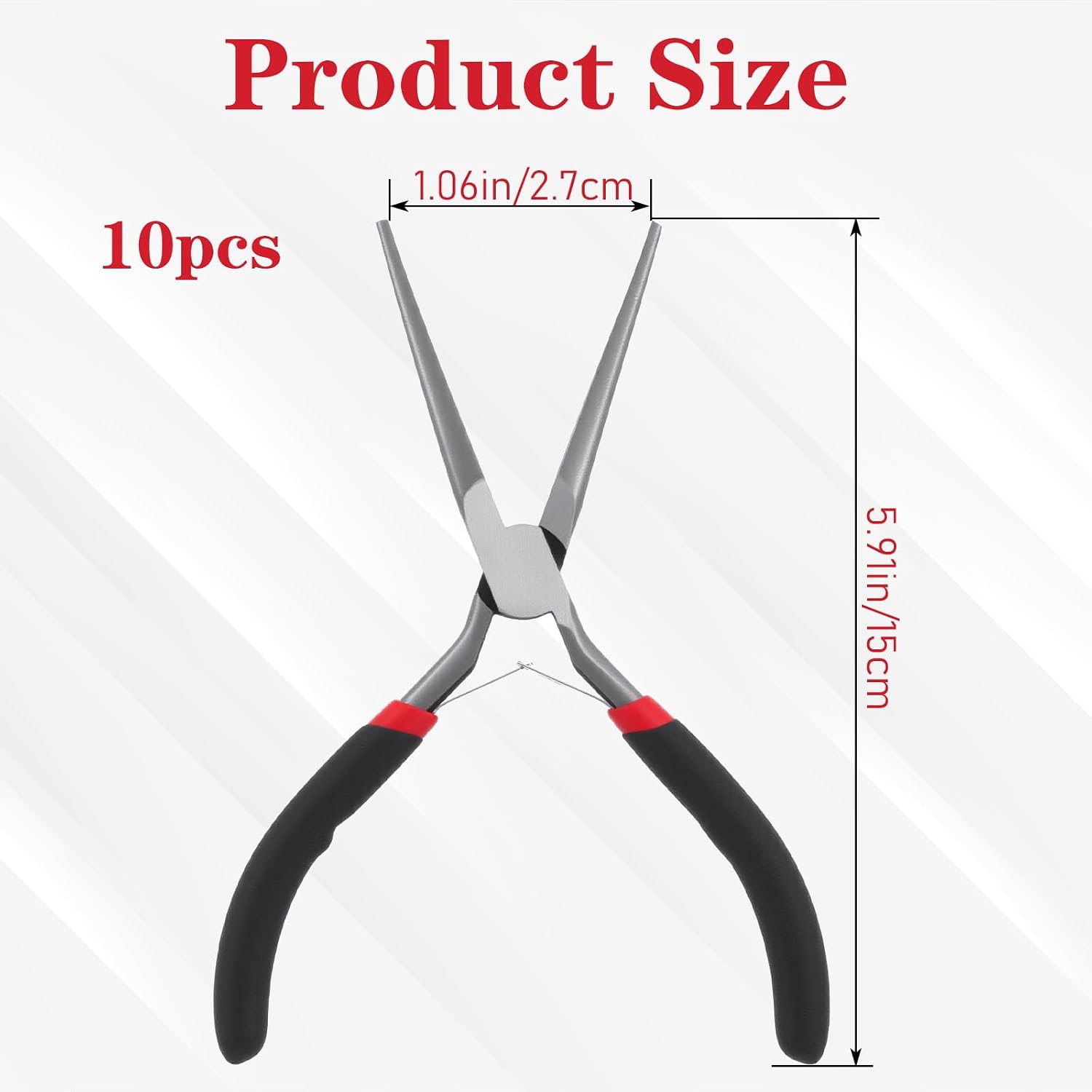 10 PCS 6 Inch Extra Long Needle Nose Pliers, Mini Precision Jewelry Pliers with Comfort Grip, Needle Nose for Jewelry Making, Repair, Crafts