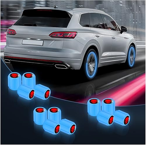 Tapones Luminosos para Válvula de Neumático de Auto, 12 Unidades, Cubierta Iluminada de Válvula de Rueda con Cráneo, Tapa de Rueda de Brillo