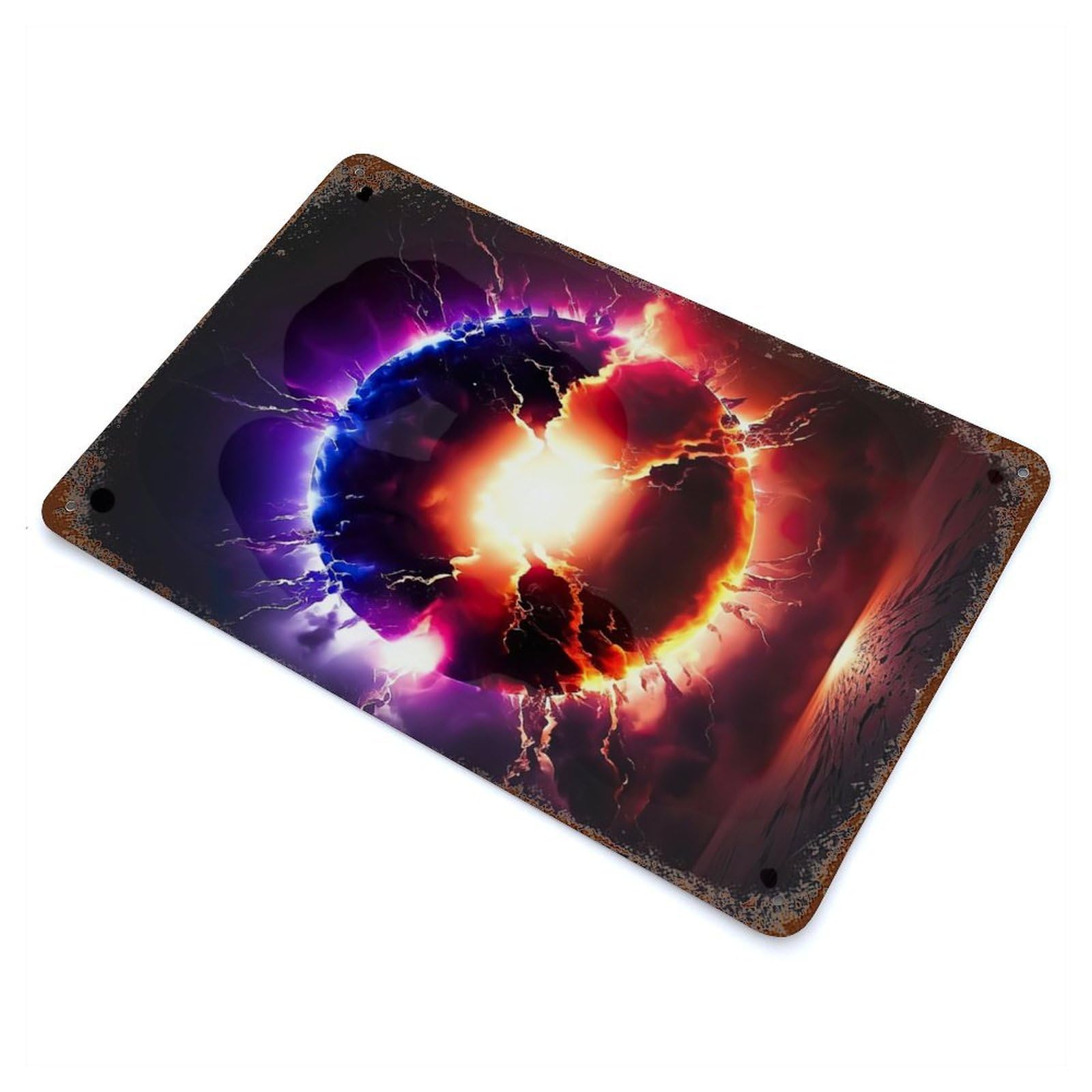 Garage Style Vibrant Detonating Sun Rustic Tin Plaque 11.8"x7.9", Industrial Home Decor for Bar And Workshop