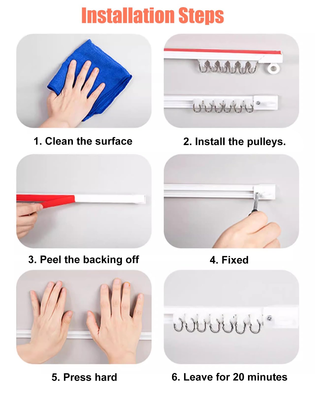 Separador de ambientes flexible, sin taladro, riel individual para armarios y armarios, autoadhesivo, montaje en pared/techo, fácil instalación, diseño versátil