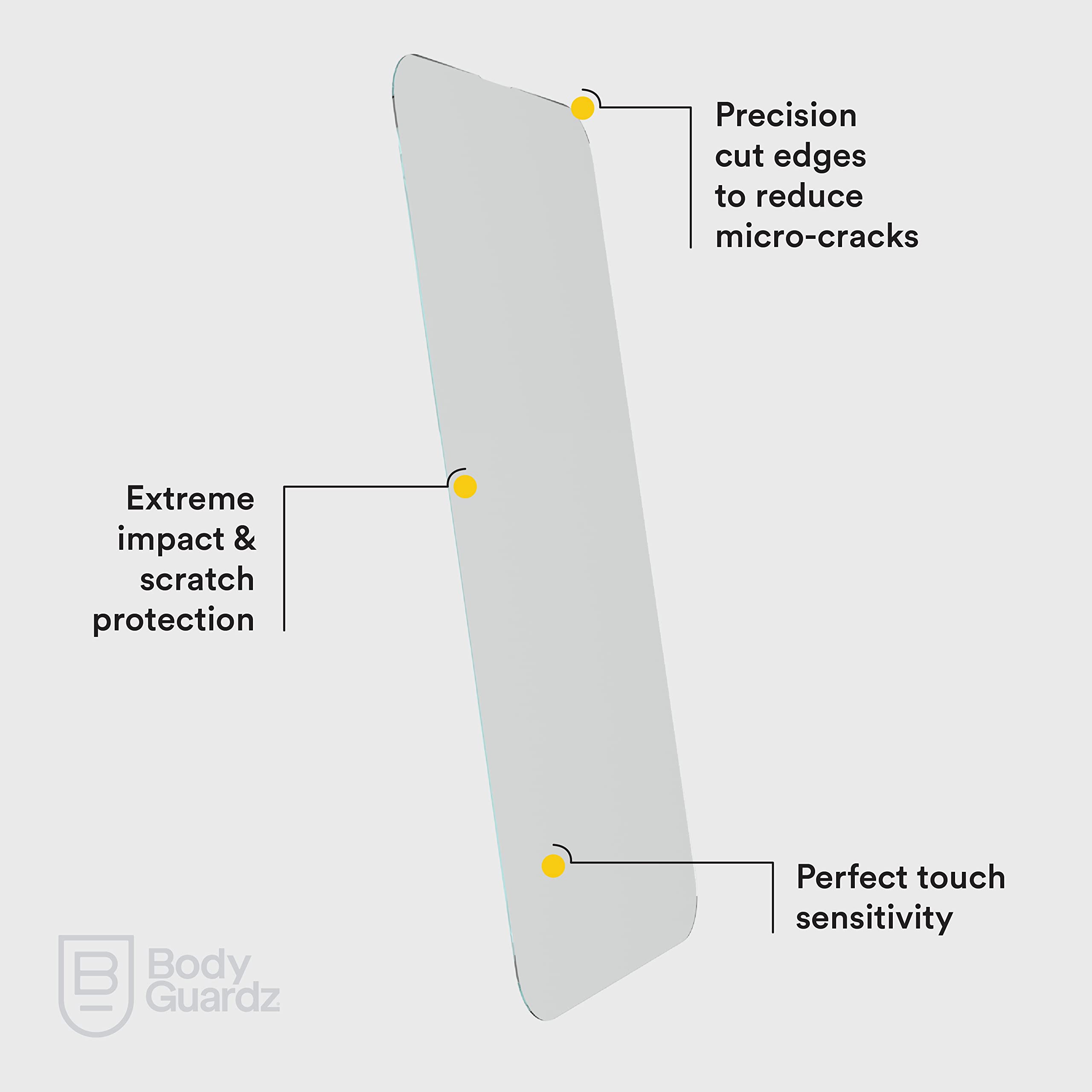 BodyGuardz Pure 3 Protection d'écran en verre trempé pour iPhone 14 Pro Max, résistance maximale, couverture bord à bord, installation facile, cristalline, sensibilité tactile parfaite