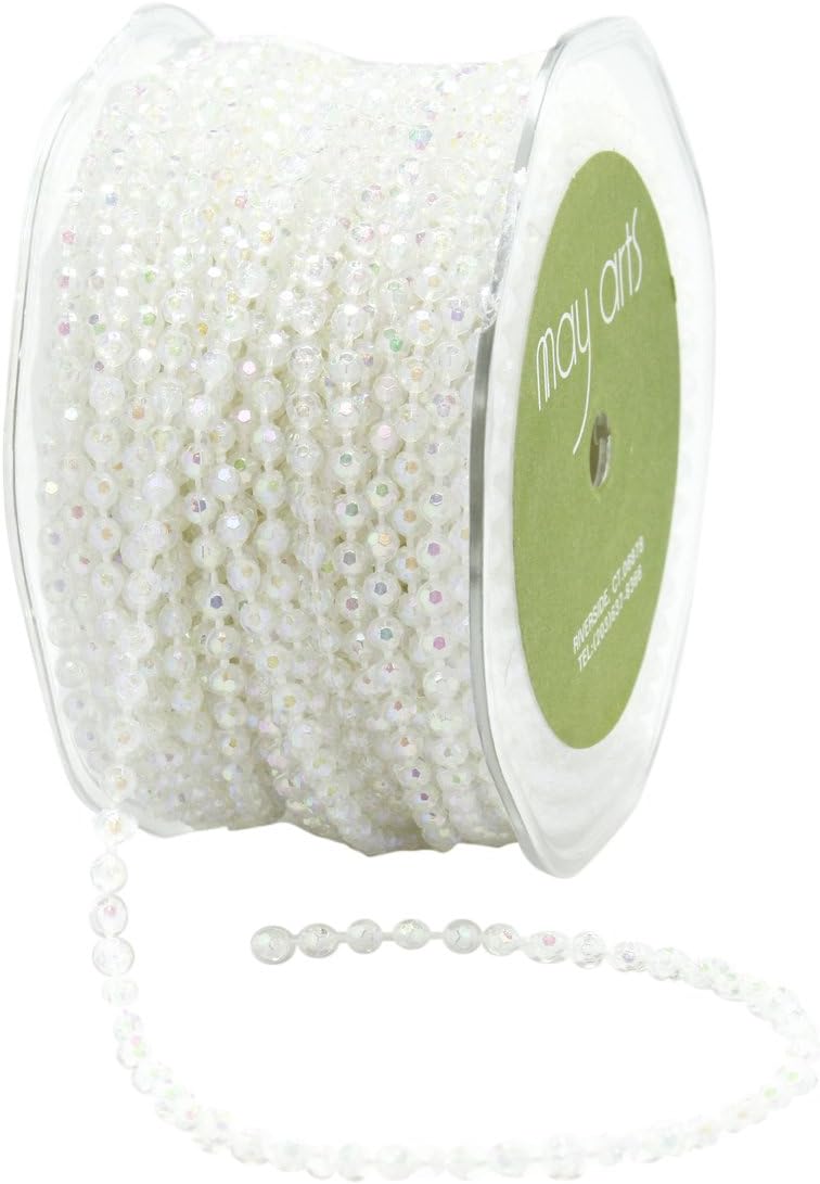 Amazon.com: May Arts Pearl 4 Millimeter String Beads Ribbon, 25 yd