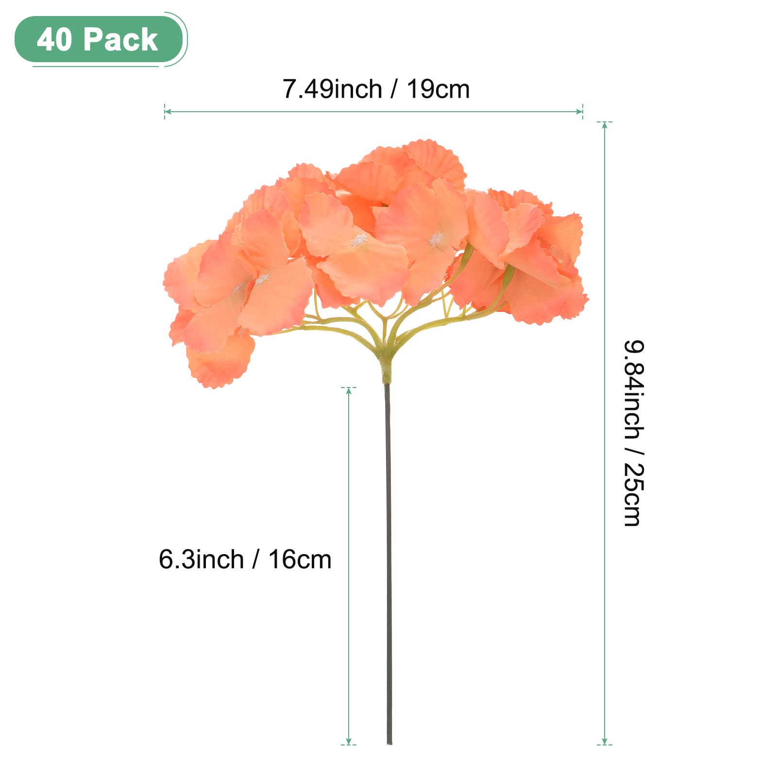 M METERXITY 40-Pack Silk Hydrangea Flowers, Artificial Flowers Heads with 40pcs Stems - Image 3