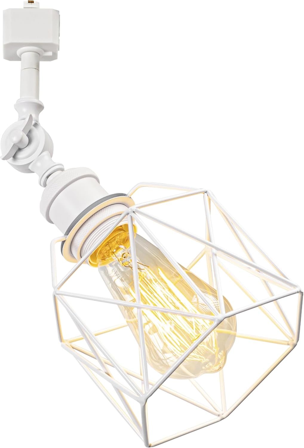 Minimalist White with Hollow Cage Shade H-Type Track Lighting E26 Base Adjustable Angle Direction for Home Office 1 Pcs