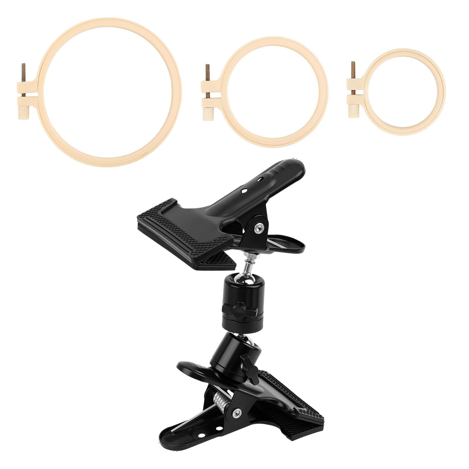 Jazuaiao Craft Clamp Stand for Embroidery Hoop Holder Set with 3 Rings Size for Crosses Stitching Sewing Needlework Projects Embroidery Stand