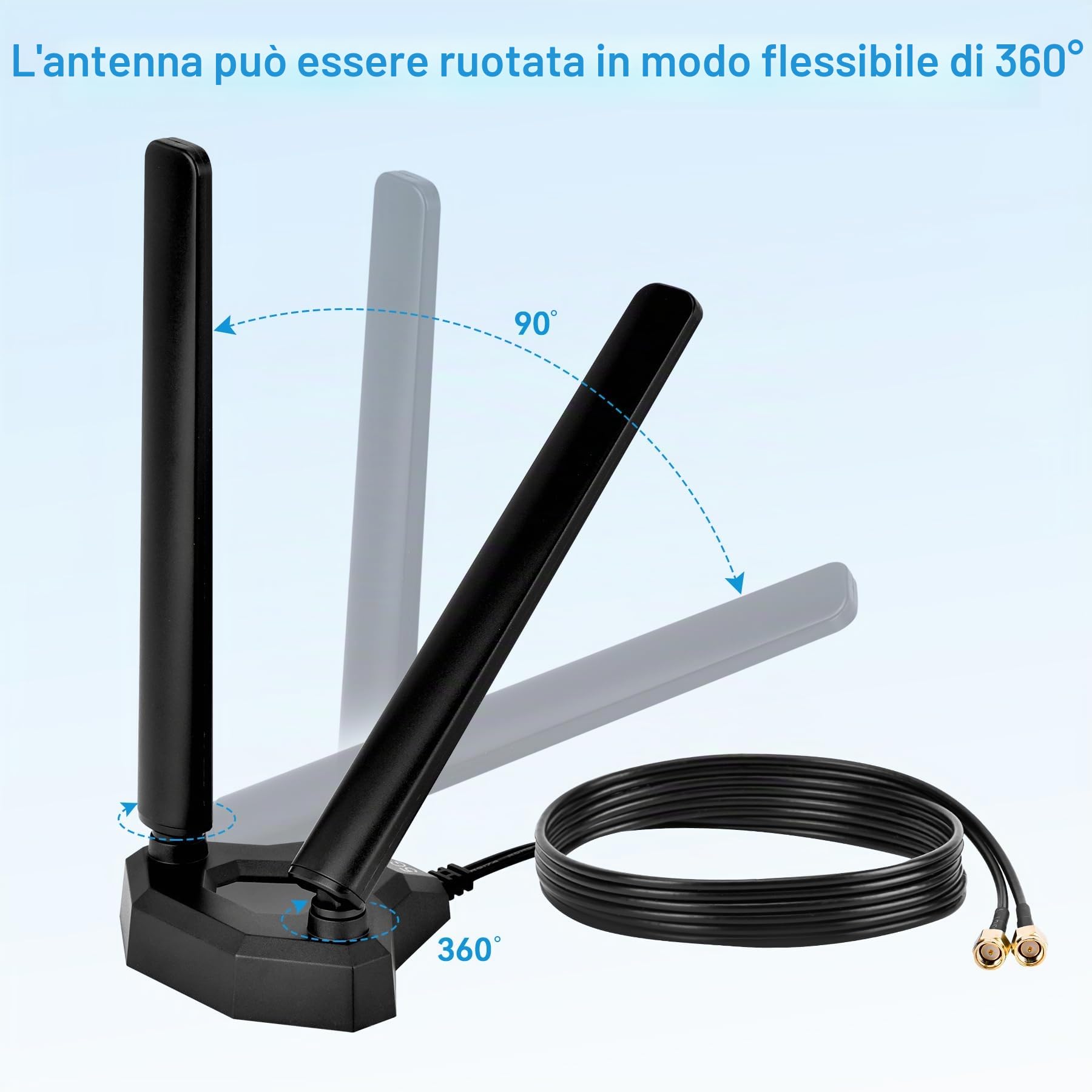 Antenna 4G LTE/5G Sub-6 SMA TS9 maschio a banda larga 8dbi 600-3980MHz antenna radiante con base magnetica, cavo da 2 meter Compatibile con 5G 4G LTE Router