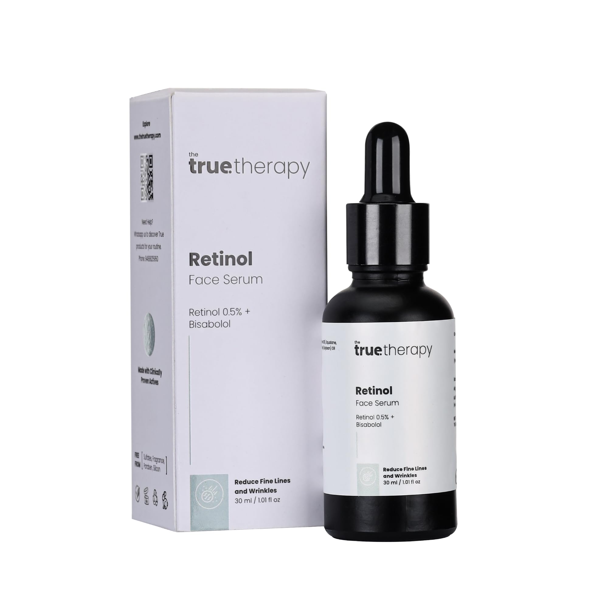 0.5% Retinol Face Serum for Anti-Aging, Lightweight Night Face Serum with Retinol, Bisabolol & Squalane Reduce Fine Lines & Wrinkles | For Women & Men – 30 ml