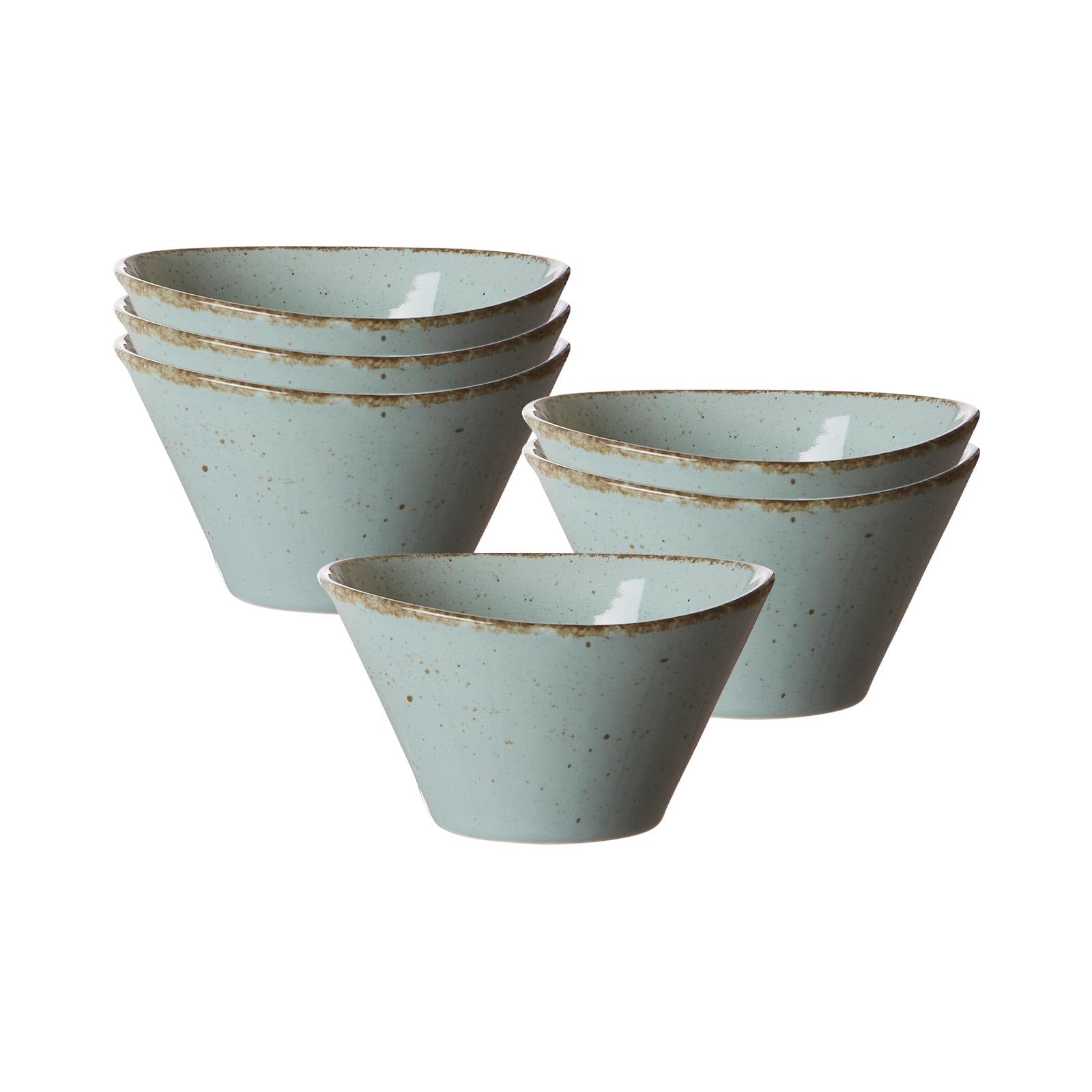 Ritzenhoff & Breker Casa Dipschalen 6er Set, 10.5 x 11.5 cm, Ovale Snackschalen für Dips und kleine Snacks, Mix & Match-Geschirr im Vintage-Look, Spülmaschinen- & Mikrowellenfest, Porzellan, Blau