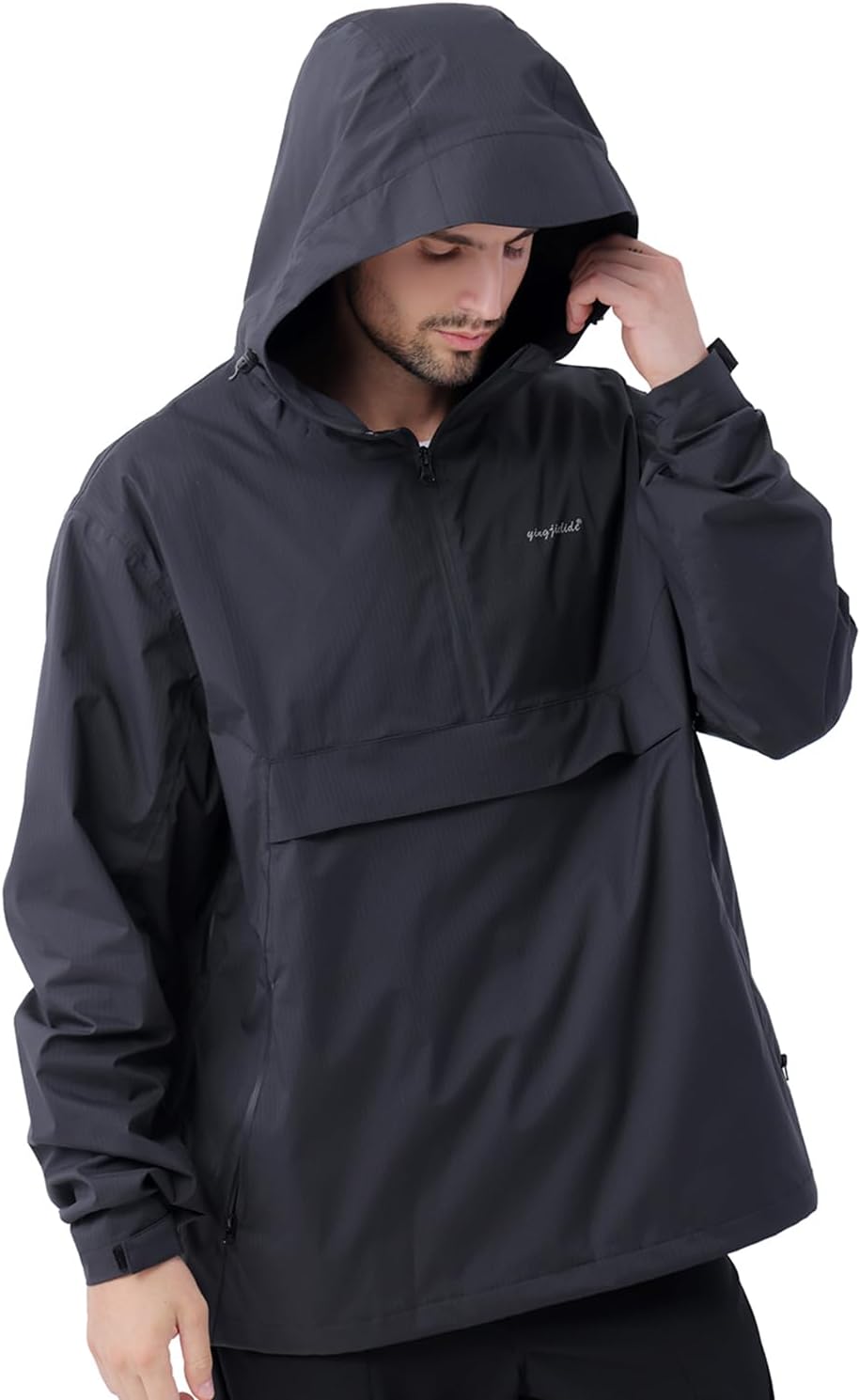 Men’s Waterproof Hooded Rain Jacket,Windproof Insulated Sailing Coat,Windbreaker Softshell Hoodie for Ski Hiking