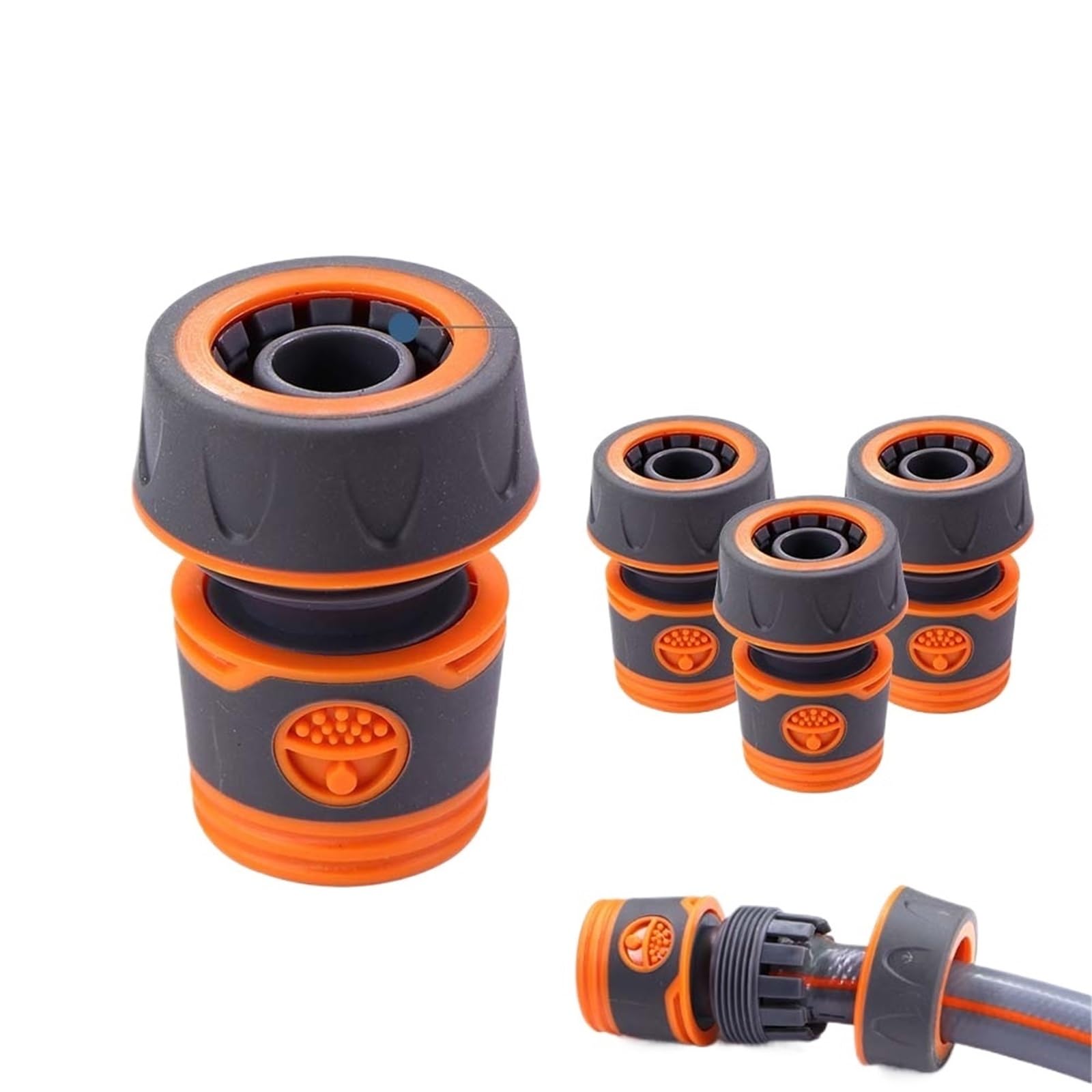 Hose Connector Hose Adapter 3PCS 1/2" 3/4" Garden 16mm Quick Connector with Stop Water Coupler Joints Irrigation Tubing Connect Repair Extender for Outdoor Taps(Gold)