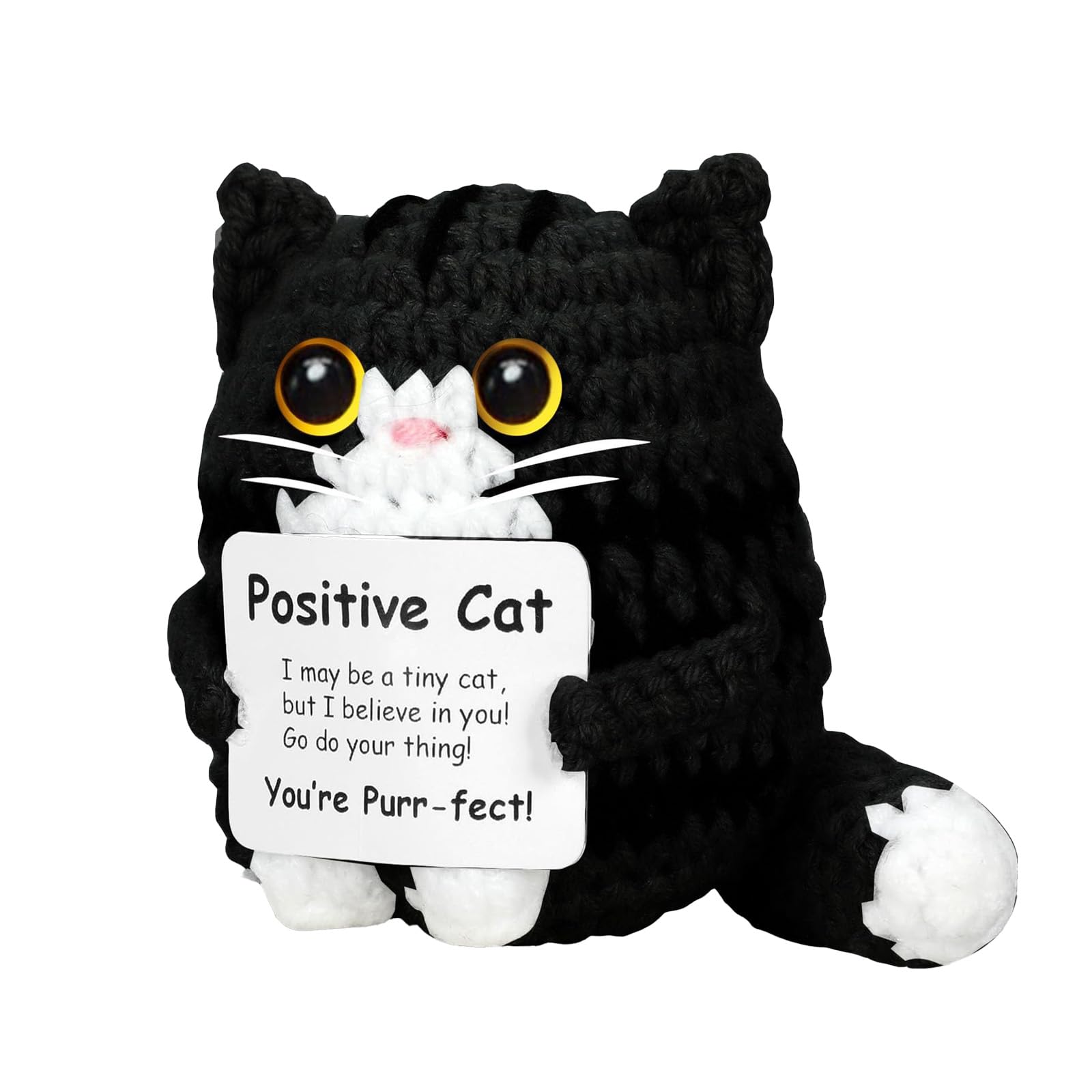 Mgbmyltm Crochet Toys, Handmade Black Cat Doll for Desk Decor and Emotional Support, Soft Cat Plushie for Office and Home Decoration, Crochet Gifts for Teachers and Students-image-7