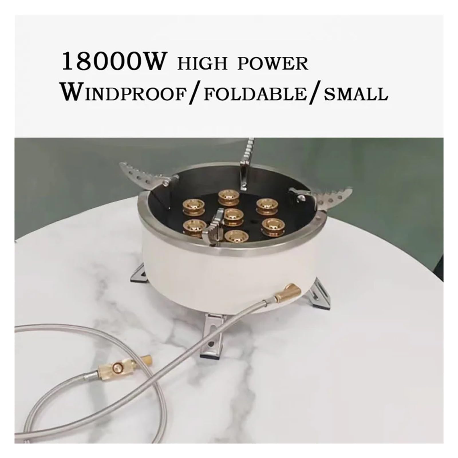18000W Sept Étoiles Féroce Poêle À Feu Tête Extérieure Portable Cuisinière Gaz Camping Haute Puissance Pique-nique Facile à Cuisiner(Gray)