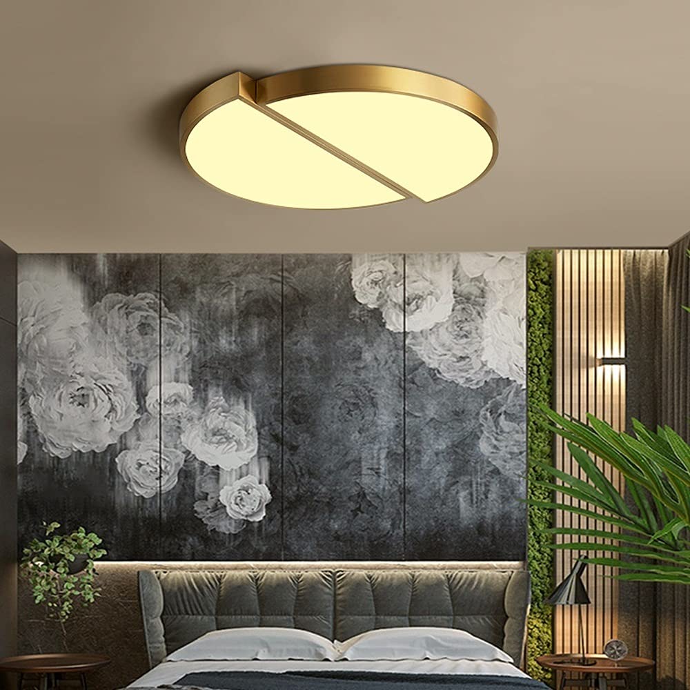 Lampa sufitowa LED, żyrandol, miedziana, super cienka lampa sufitowa, kreatywne przyciemnianie, hotel, salon, sypialnia, dekoracja