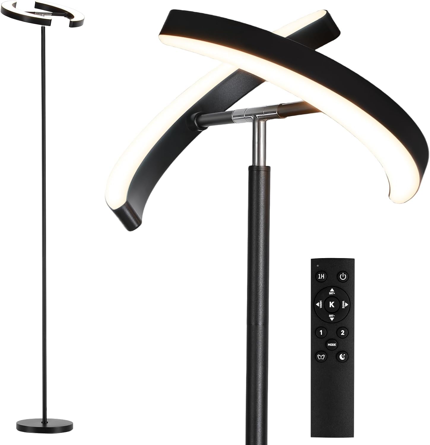 SUNMORY Floor Lamps for Living Room 28W 1600LM Bright LED Floor Lamp with Remote 2 Rotatable Lights 74
