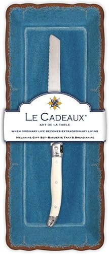 Laguiole Le Cadeaux Antiqua Bandeja de pan y cuchillo de pan set de regalo color azul