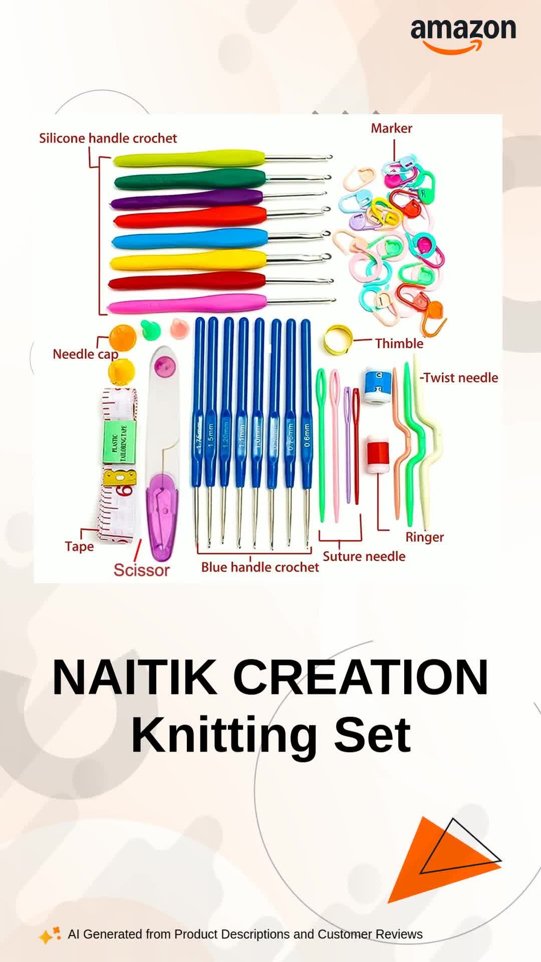 niku NAITIK CREATION Crochet Hook Set for Beginners Adults, 53-Piece