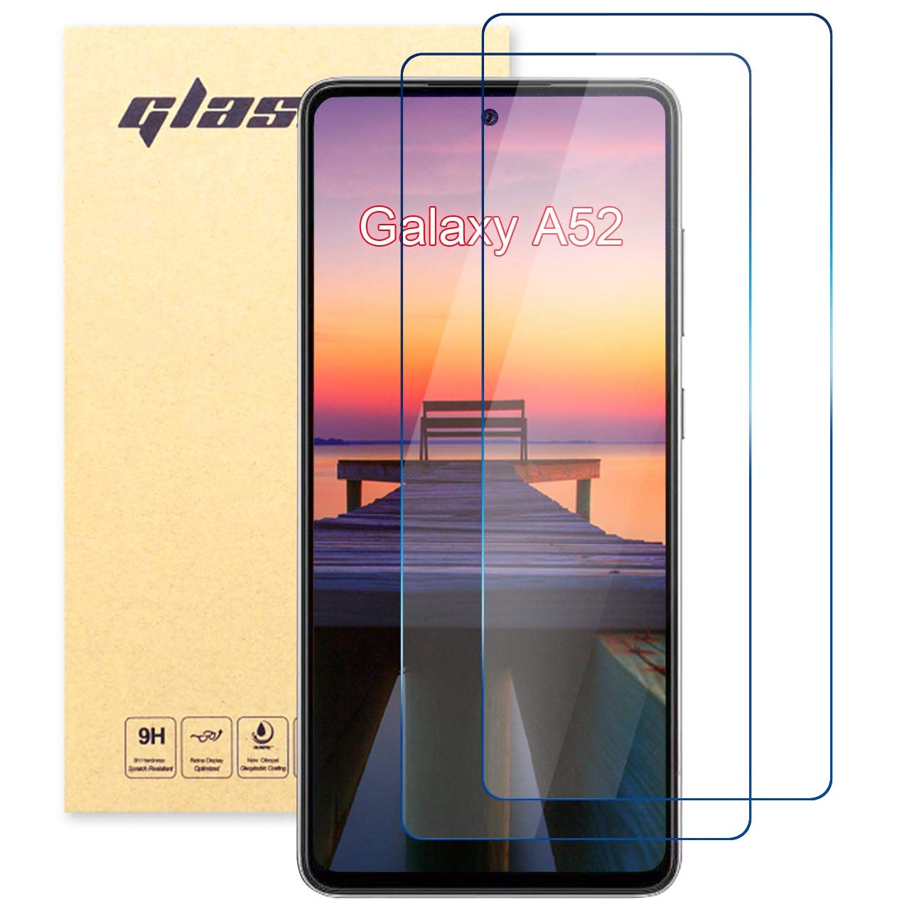 LLGO2 Packs Samsung Galaxy A52/A51 5G Screen Protector Friendly Anti-Scratch Ultra-Thin Clear HD Hardness Shatter Proof Tempered Glass Protective Film Compatible with Samsung Galaxy A52 5G 6.5"