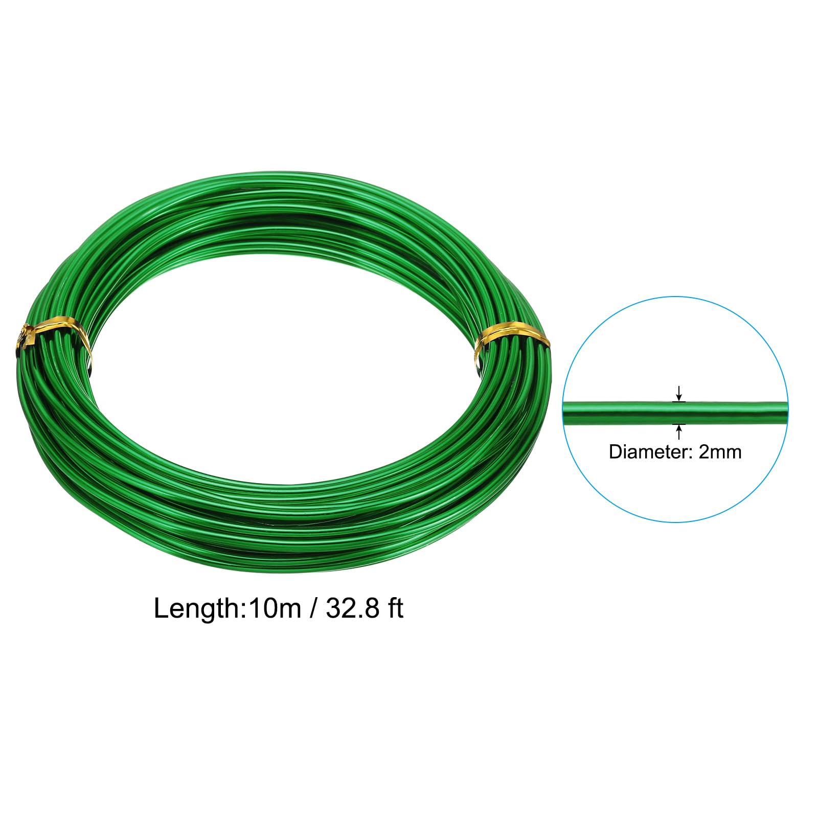 PATIKIL Aluminum Jewelry Craft Wire, 10m x 2mm, Green - Image 2