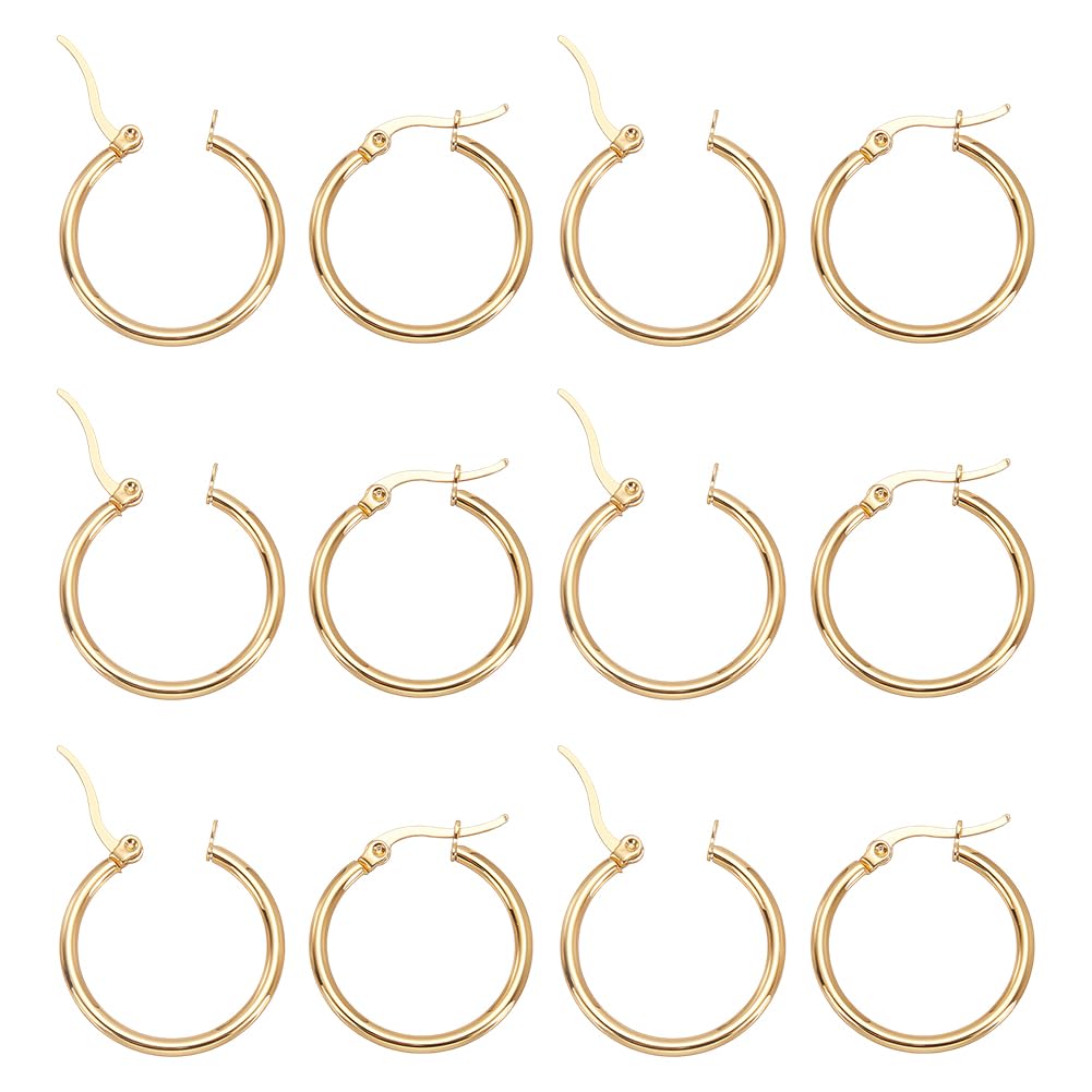 UNICRAFTALE 12 Pairs Stainless Steel Huggie Hoop Earrings Golden Cartilage Ear Cuff Tiny Hoop Earring Mini Hoop Earrings Hugging Hoop Earrings Sleeper Earwires Components for DIY Earring Making