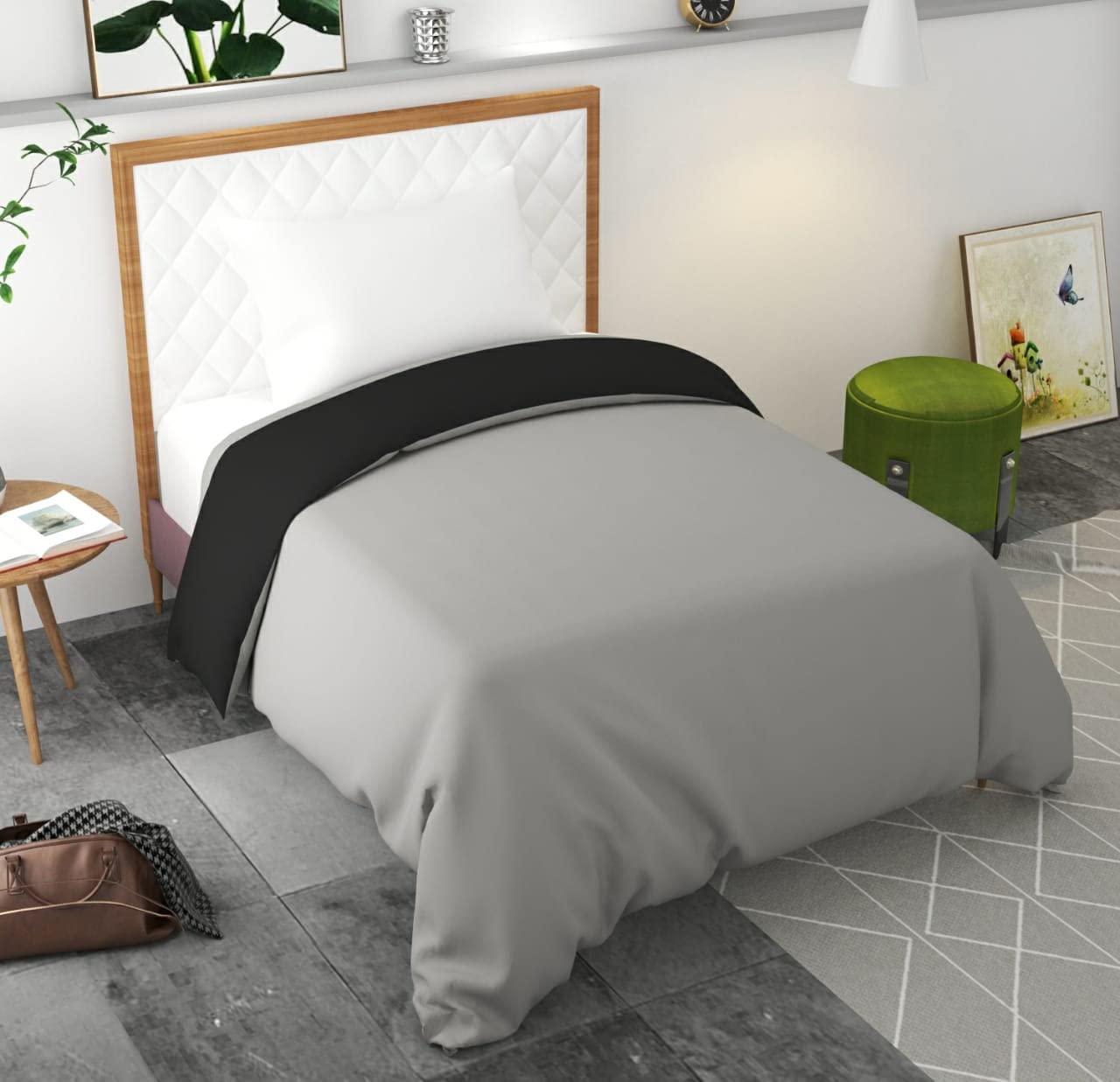 All Season Duvet Cover/DOHAR(can be Used for Both Purpose) (Reversible Dual Colour) (Black-Grey)-image-27