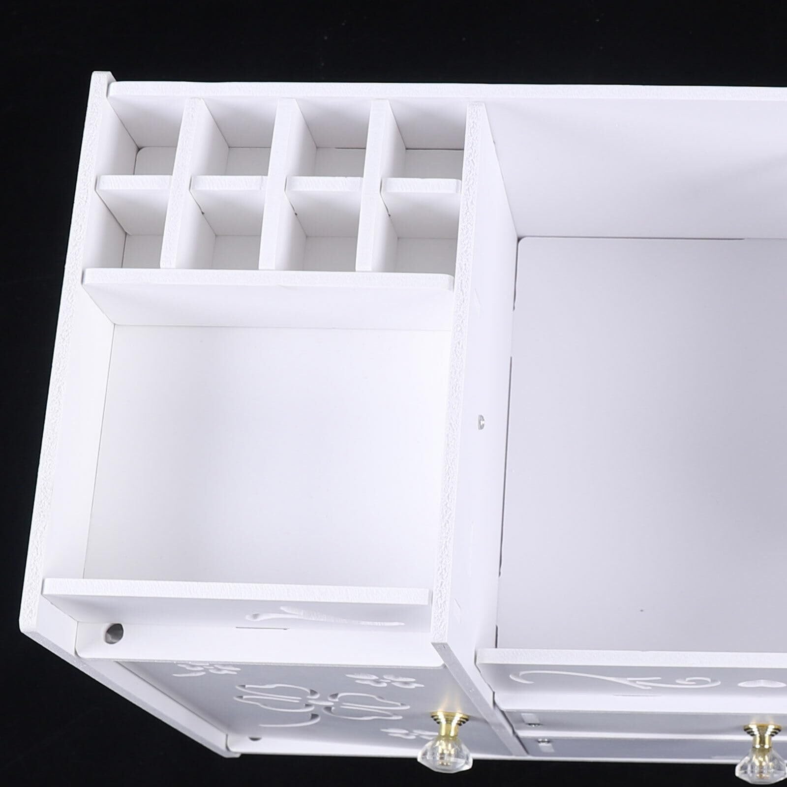 Kosmetik Make up Organizer mit 2 Schubladen Aufbewahrung Schmuck Box Parfüm Aufbewahrung,Skincare Beauty Schminke Kosmetikbox zubehör für Dresser Schlafzimmer Badezimmer,Weißer