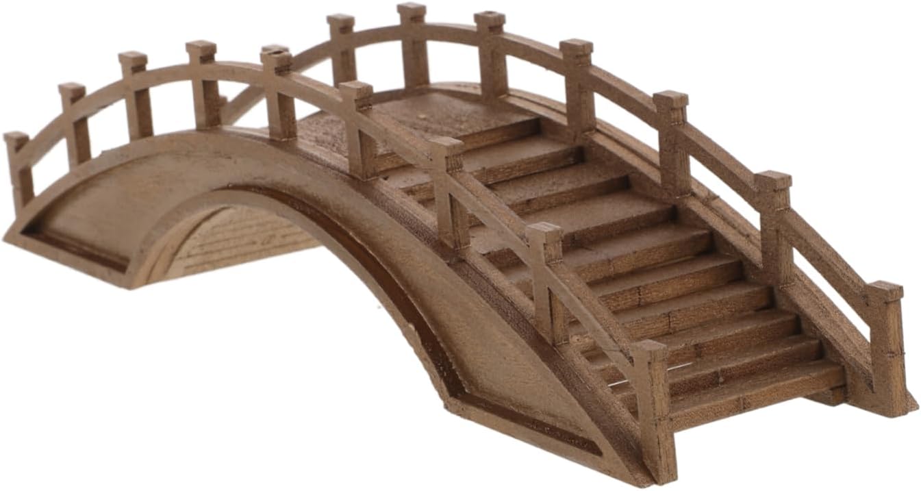Garneck Tiny Wood Bridge Model for Micro Garden Landscape Decorative Miniature Arch Bridge Garden Miniatures Decor