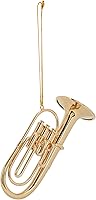Vista 2 de Broadway Gifts Co - Instrumento de tuba en tono dorado, adorno colgante de latón de 4 pulgadas