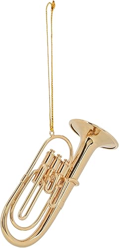 Miniatura 2 de Broadway Gifts Co - Instrumento de tuba en tono dorado, adorno colgante de latón de 4 pulgadas