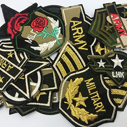 FAYADA 20pcs Medal Epaulet Soldier Badge Embroidery Patches Mix Applique DIY Accessory Iron OnSew On Patche Applique Decorating Repairing Clothes Backpacks T-Shirt Jeans Skirt Vests Scarf Hat, multi