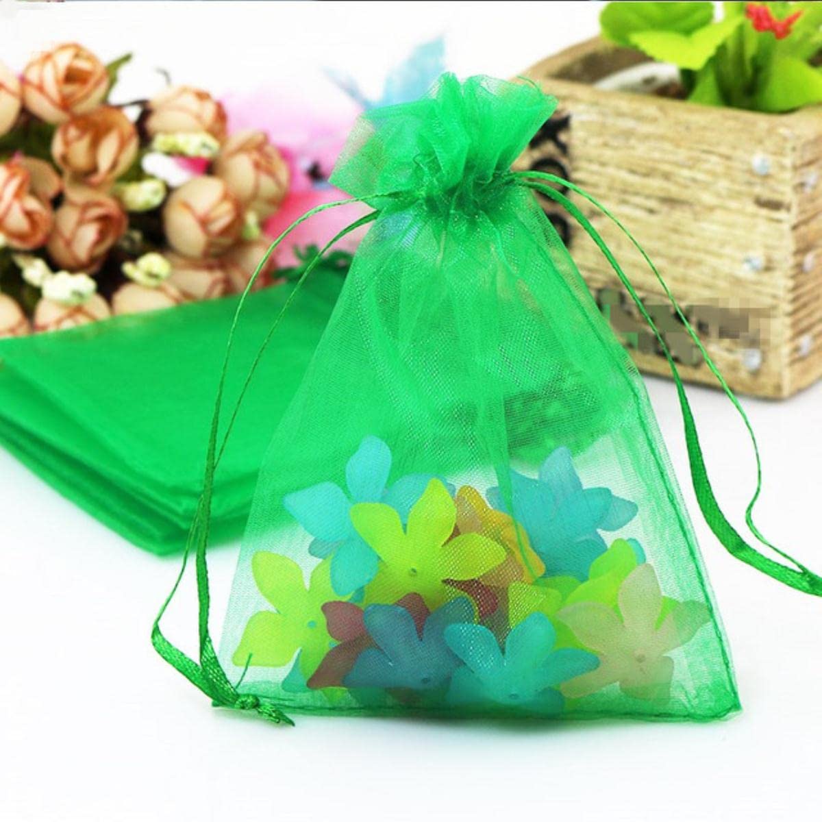 torby z organzy, 10 sztuk 15x20 17x23 20x30 Organza Torby Opakowania Woreczki Bożonarodzeniowe Biżuteria Torba Ślub Dekoracja Urodziny Party Supplies Craft Bag(Grün,20x30cm Organza Bags)