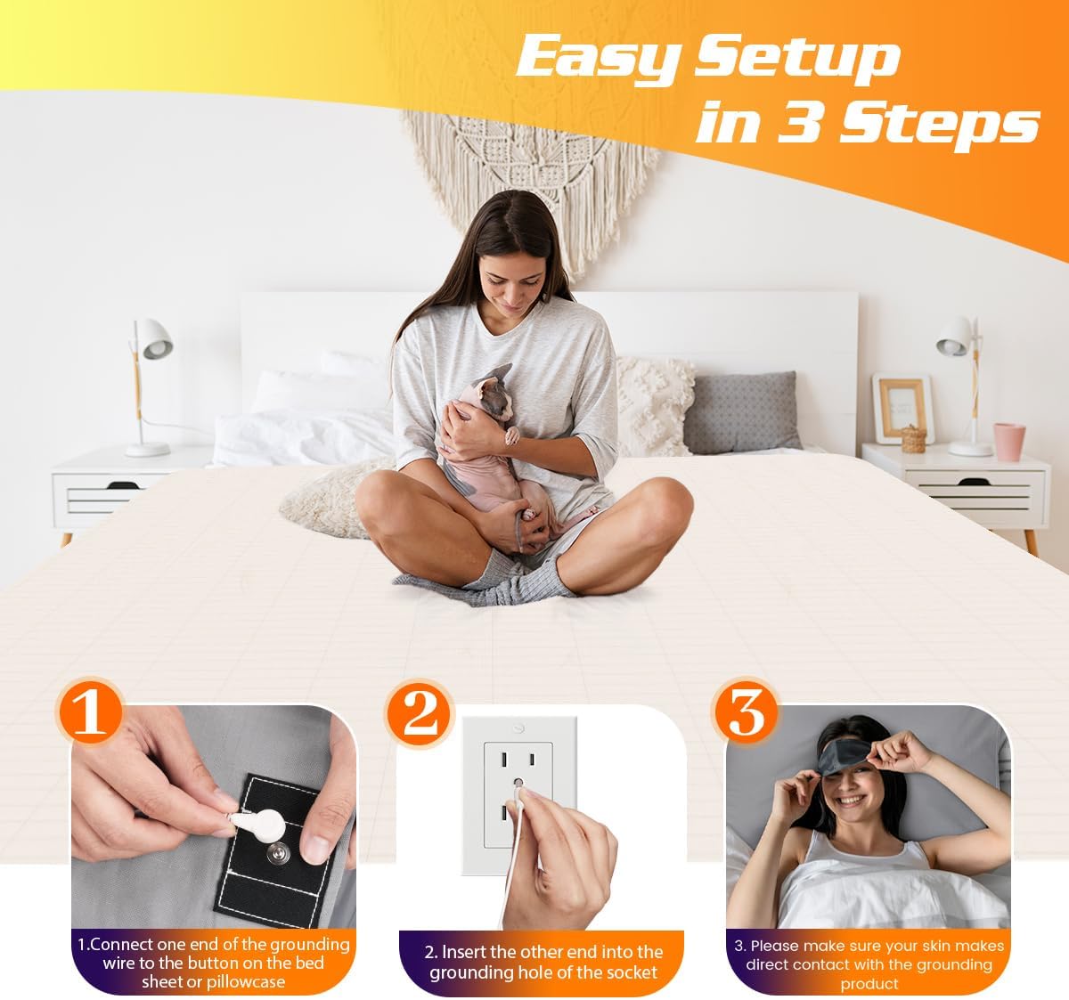 Grounding Sheets 10% Silver Fiber Grounding Mat for Bed Grounding Flat Sheet All Bed Sizes 26x112in Gray