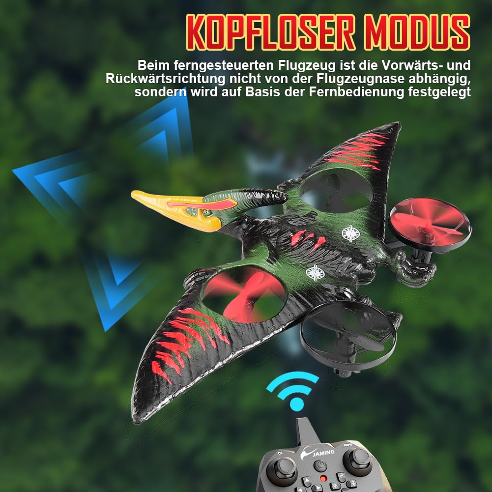 Pterodactyl Dinosaurier-Spielzeug-Drohne für Kinder, einfach zu fliegen, Drache, ferngesteuertes Flugzeug, fliegendes Spielzeug, Geburtstagsgeschenke für Jungen, Hobby, ferngesteuertes Flugzeug (grün)