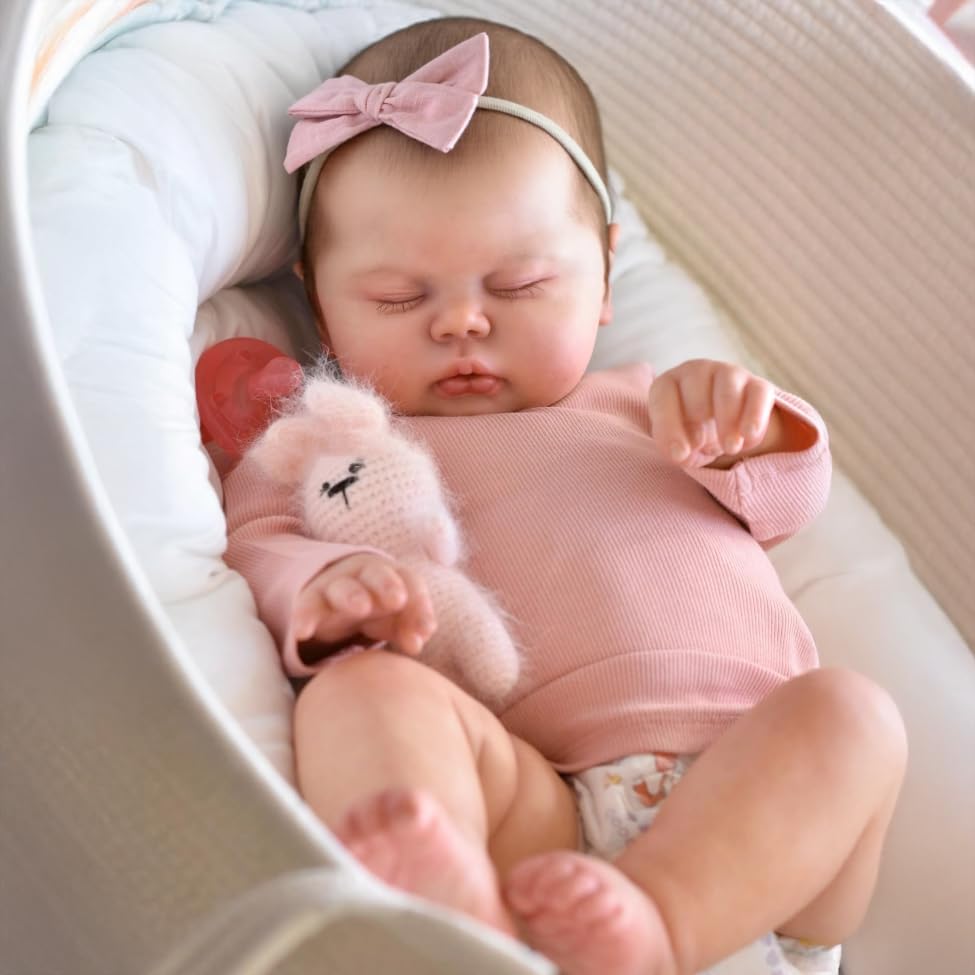 Pinky Reborn Baby Dolls Asleep Pickle Girl Reborn Dolls 19 Inch 48 CM Handmade Reborn Doll Realistic Reborn Baby Girl Dolls Soft Cloth Body Toys