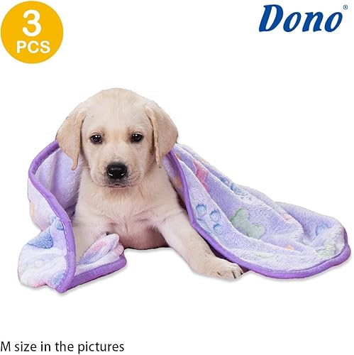 Miniatura 2 de Dono 1 paquete de 3 mantas para perros, manta de forro polar suave y esponjosa para mascotas, tapete cálido para dormir, diseño de huellas de