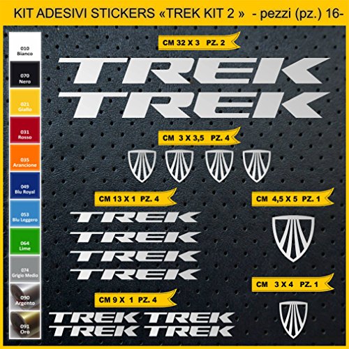 Stickers vélo Trek_ KIT 2 Kit Stickers 16 pièces u0096 Choisir immédiatement Colore- Bike Cycle pegatina Cod.0897 (090 Argento)