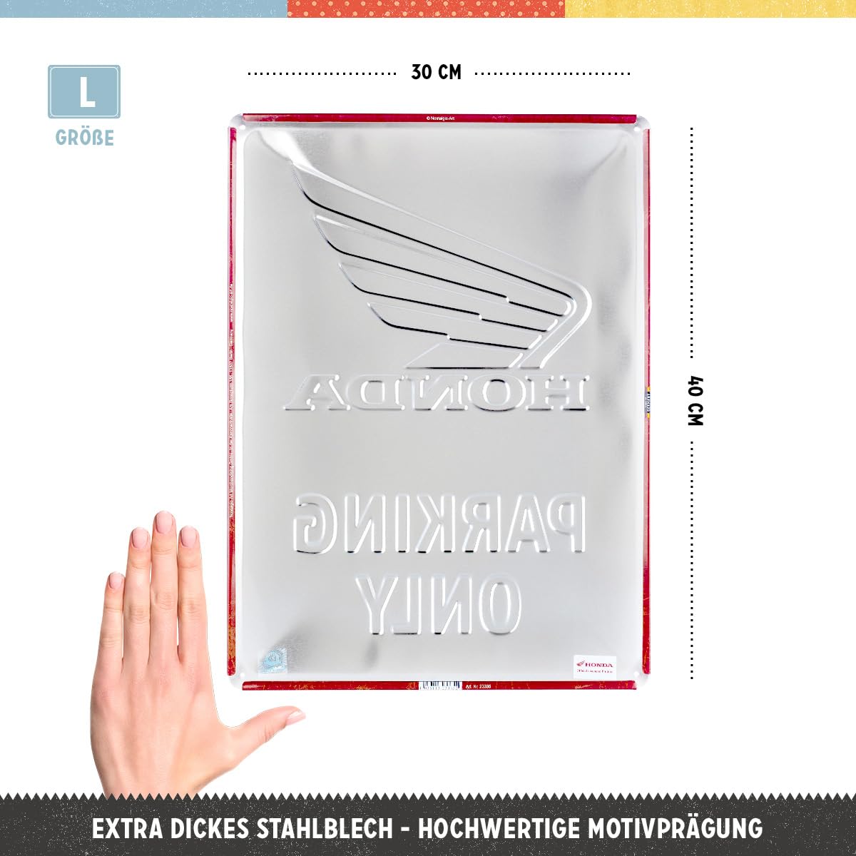 Plaque Métal Rétro Honda MC - 10x20cm - Décoration Garage Ou Murale - Cadeau Motard