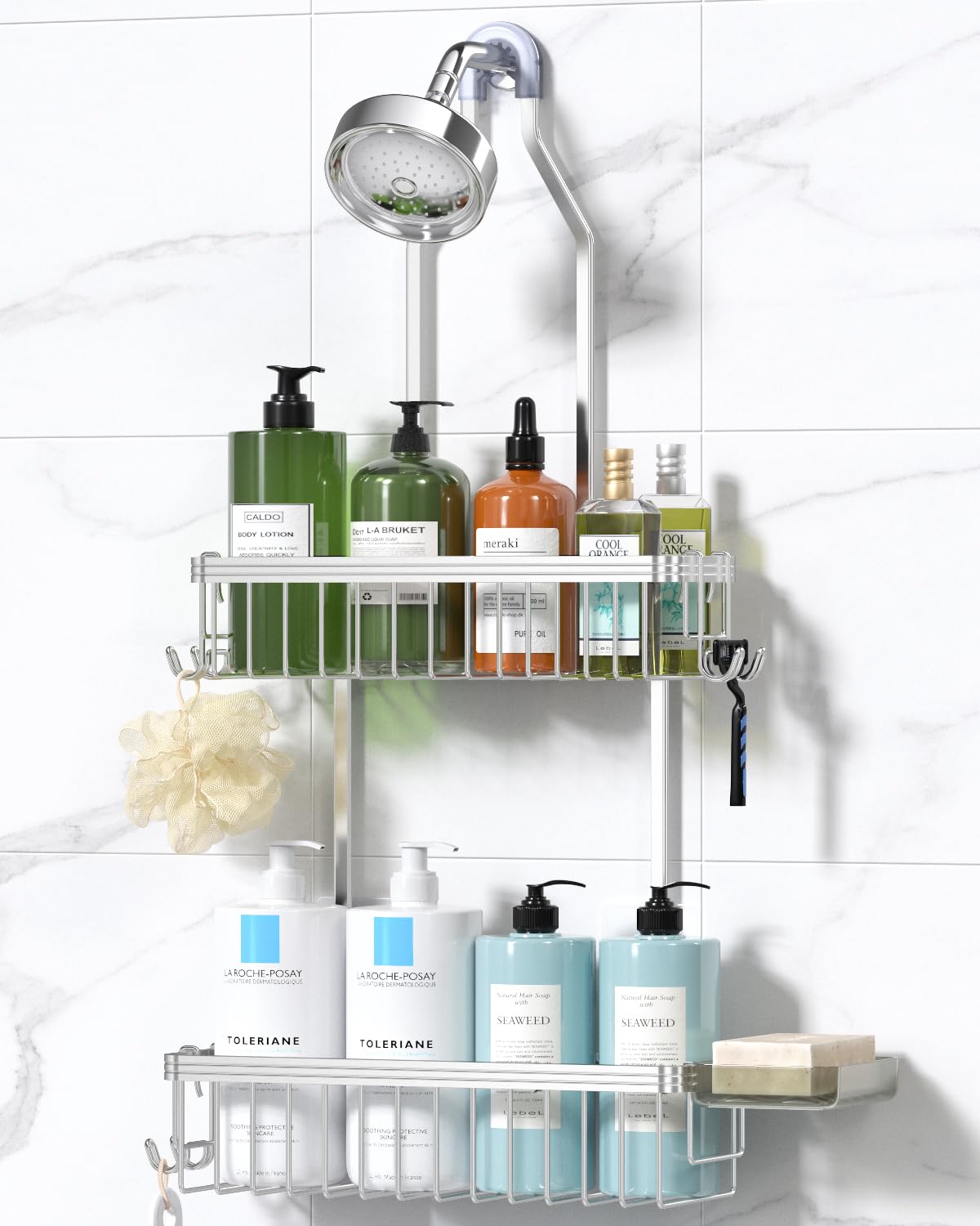 YASONIC 2-Tier Shower Caddy Hanging and 3-Pack Corner Shower Caddy