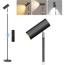 SIBRILLE Spotlight Floor Lamp, Tall LED Standing Lamp with Remote/Touch Control, 2700K-6500K, 350Rotating Head Standing Lamp, Reading Floor Lamp for Living Room, Bedroom, Office & Wall Art, Black