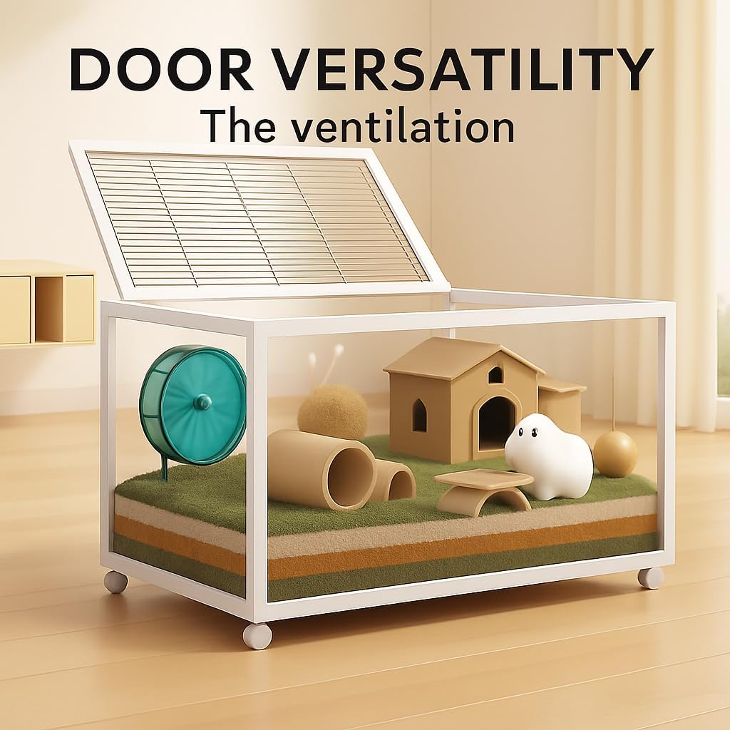 Hamster Cage, Metal Mice and Rat Habitat Stackable with Universal Wheels,Chew-Proof Dual Door Small Animal Habitat,Hamster House for Guinea Pig Gerbil,38x18.5x20.5in