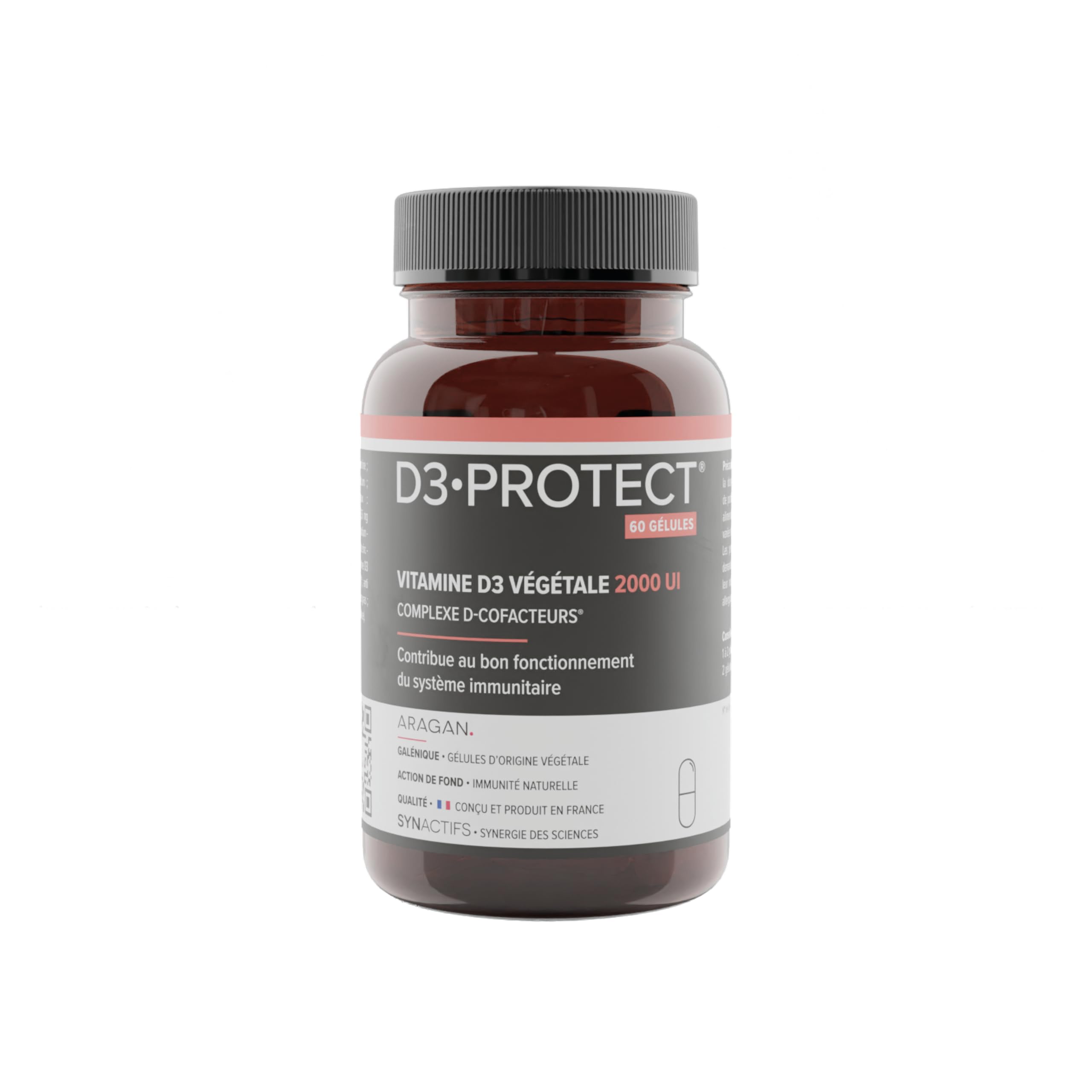 Vitamine D3 2000 UI - Haut Dosage - Complement Alimentaire Immunité - Magnesium, Zinc - Aragan - 60 Gélules - Programme 1 à 2 Mois